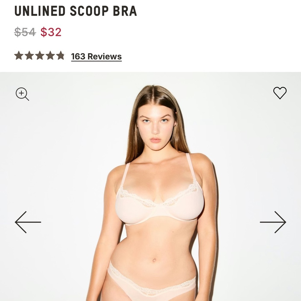 SKIMS Unlined Scoop Bra in Cream